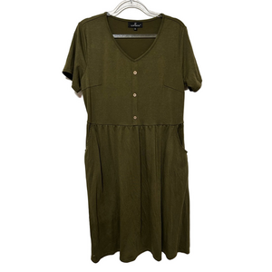 🎮YATHON Olive Green Button-Front Dress size XL GUC